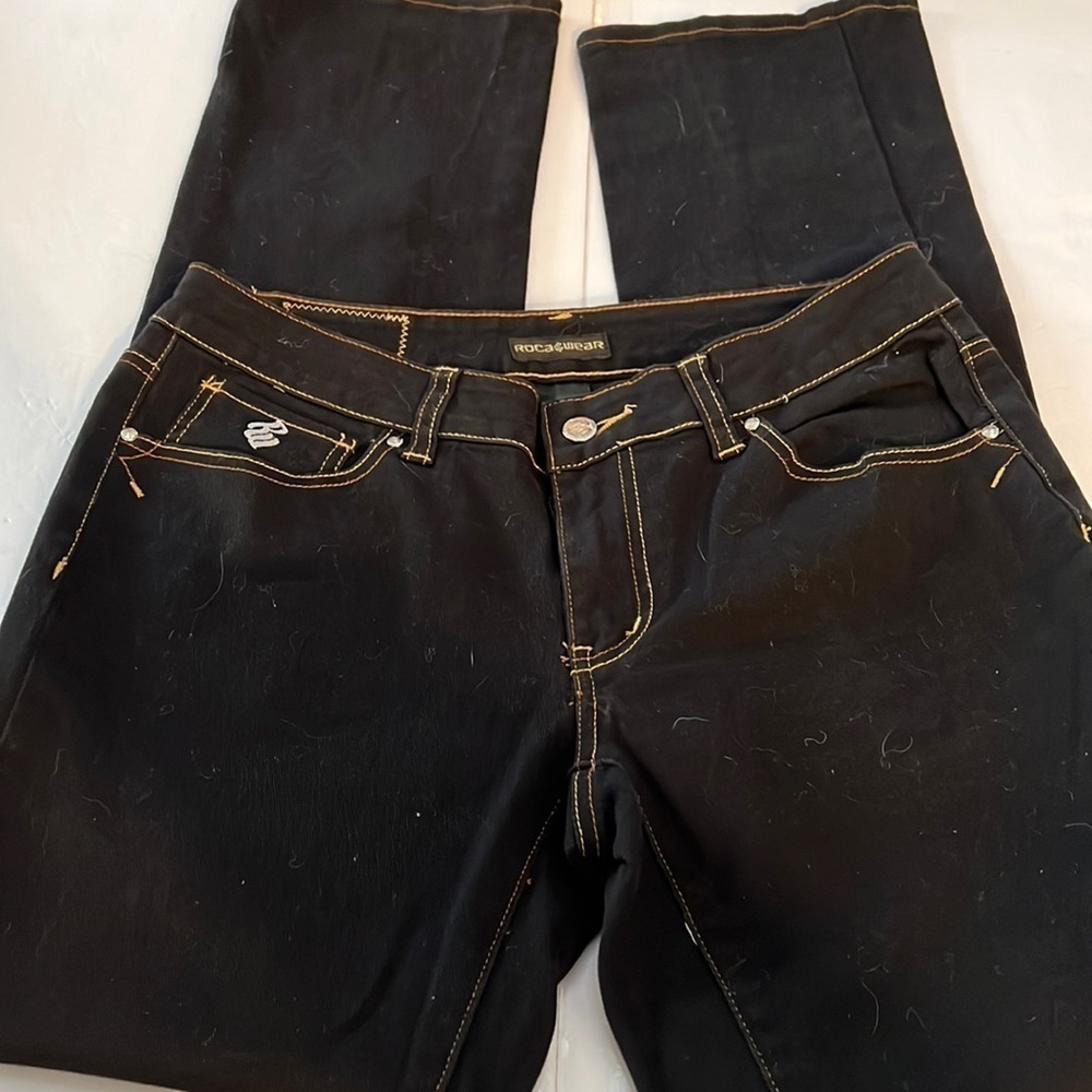 RocaWear dark wash jeans with sequin pockets juniors size 9